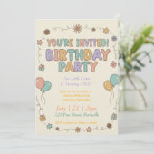 Sweet & Sunny Retro Felt Letters 1st Birthday Kaart (Staand voorkant)