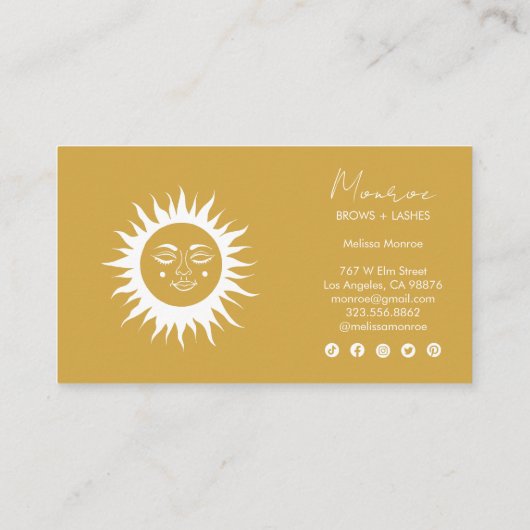 Sweet Sunshine Boho Golden Elegant Sociale Iconen Visitekaartje (Achterkant)