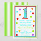 Sweet Surprise 1st Birthday Invitation Kaart (Voorkant / Achterkant)