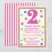 Sweet Surprise 2e verjaardag uitnodiging (Voorkant / Achterkant)