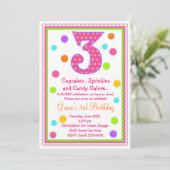 Sweet Surprise 3rd Birthday Invitation Kaart (Staand voorkant)
