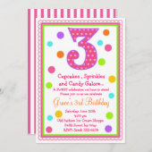 Sweet Surprise 3rd Birthday Invitation Kaart (Voorkant / Achterkant)