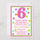 Sweet Surprise 6th Birthday Invitation Kaart (Voorkant)