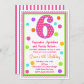 Sweet Surprise 6th Birthday Invitation Kaart (Voorkant / Achterkant)