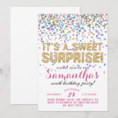 Sweet Surprise Birthday Confetti Invitation Kaart (Voorkant / Achterkant)