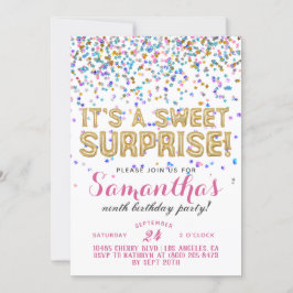 Sweet Surprise Birthday Confetti Invitation Kaart
