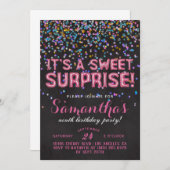 Sweet Surprise Birthday Confetti Invitation Kaart (Voorkant / Achterkant)