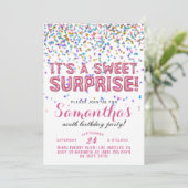 Sweet Surprise Birthday Confetti Invitation Kaart (Staand voorkant)