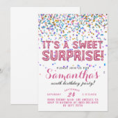Sweet Surprise Birthday Confetti Invitation Kaart (Voorkant / Achterkant)