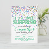 Sweet Surprise Birthday Confetti Invitation Kaart (Staand voorkant)