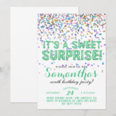 Sweet Surprise Birthday Confetti Invitation Kaart (Voorkant / Achterkant)