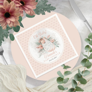 Sweet Swaddled Oh Baby Floral Girl Baby shower Servet