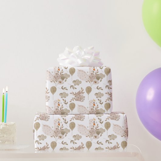  Sweet Swan, Floral Bouquet, Balloons Wrapp Cadeaupapier (Feestgeschenken)