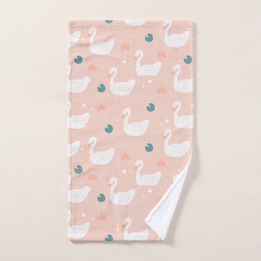 Sweet Swan Pattern Pastel Pink Bad Handdoek (Handdoek)