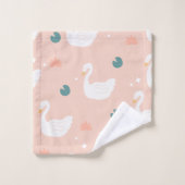 Sweet Swan Pattern Pastel Pink Bad Handdoek (Wasdoekje)