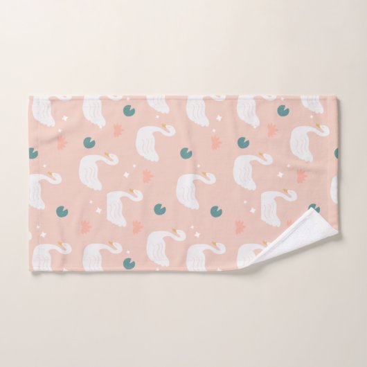 Sweet Swan Pattern Pastel Pink Bad Handdoek (Handdoek)