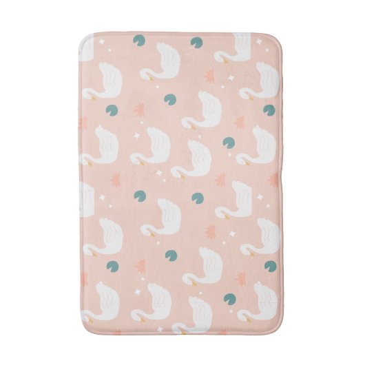 Sweet Swan Pattern Pastel Pink Badmat (Voorkant Verticaal)