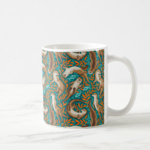 Sweet Swimming Otters in Blauwgroen en Sinaasappel Koffiemok
