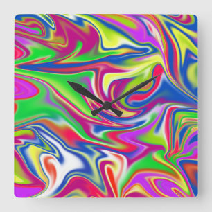 Sweet Swirls: The Bubblegum Marble Delight beroemd Vierkante Klok