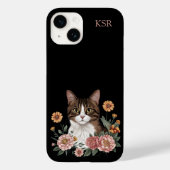 Sweet Tabby Cat with Flowers  Case-Mate iPhone Case (Achterkant)