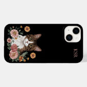 Sweet Tabby Cat with Flowers  Case-Mate iPhone Case (Achterkant (horizontaal))