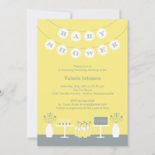 Sweet Table Baby shower Invitation - Geel Kaart