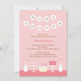 Sweet Table Baby shower Invitation - Roze Kaart