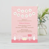 Sweet Table Baby shower Invitation - Roze Kaart (Staand voorkant)