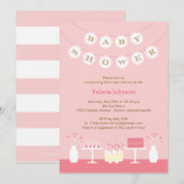 Sweet Table Baby shower Invitation - Roze Kaart (Voorkant / Achterkant)