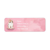 Sweet Tan en White Kitten Zitten op Roze Pillow Etiket (Voorkant)