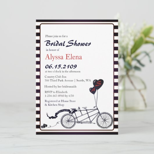 Sweet Tandem Fiets Modern Vrijgezellenfeest Kaart (Staand voorkant)