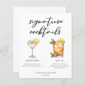 Sweet & Tart Signature Cocktails Trouwmenu (Voorkant / Achterkant)