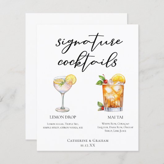 Sweet & Tart Signature Cocktails Trouwmenu (Voorkant / Achterkant)