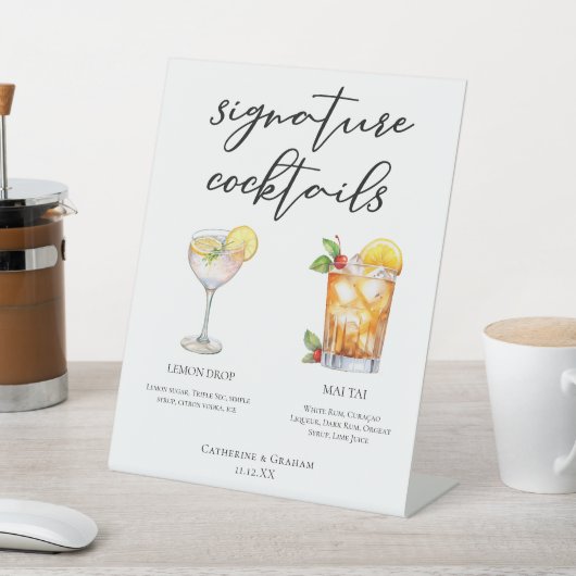 Sweet & Tart Signature Cocktails Trouwmenu Reclamebord Met Voetstuk (Insitu)