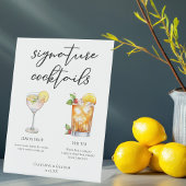 Sweet & Tart Signature Cocktails Trouwmenu Reclamebord Met Voetstuk