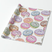 Sweet Tasty Donuts Colorful Food Dessert Pattern Cadeaupapier (Uitgerold)
