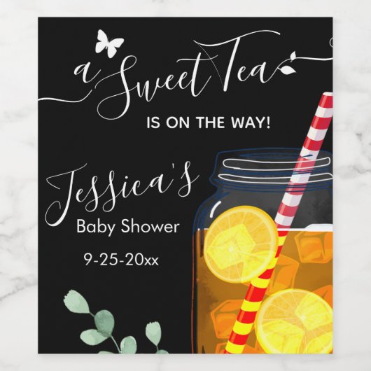 Sweet Tea Baby shower Gift Wijn Etiket (Enkel label)