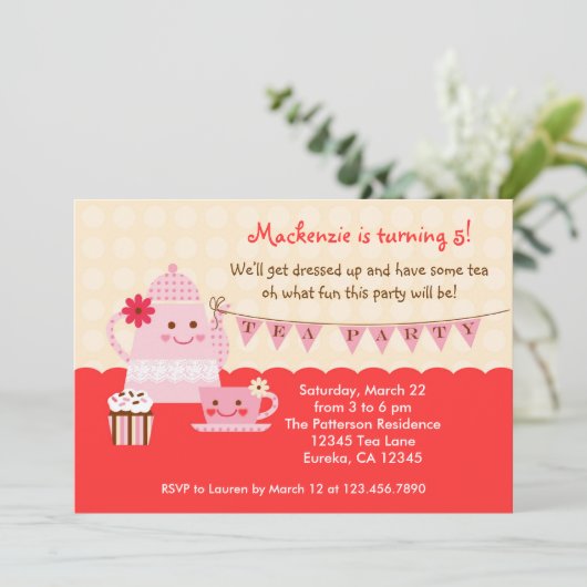 Sweet Tea Birthday Party Invitation Kaart (Staand voorkant)