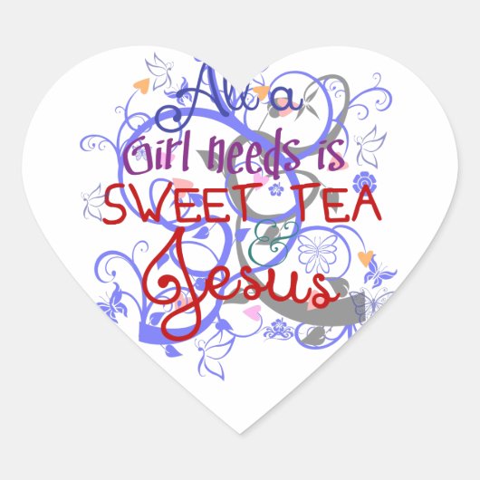 Sweet Tea en Jesus Hart Sticker (Voorkant)