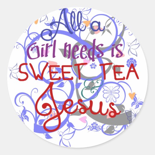 Sweet Tea en Jesus Ronde Sticker (Voorkant)
