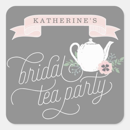 Sweet Tea | Gepersonaliseerde Bridal Tea Party Vierkante Sticker (Voorkant)