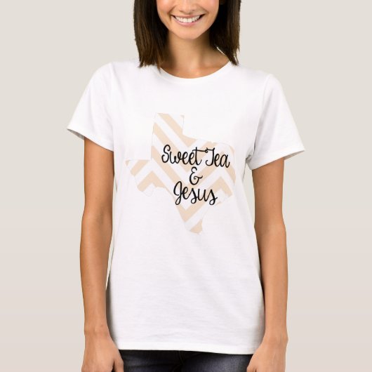 Sweet Tea & Jesus Peach Chevron T-shirt (Voorkant)
