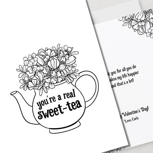 Sweet Tea Line Art Valentijnsdag Kaart