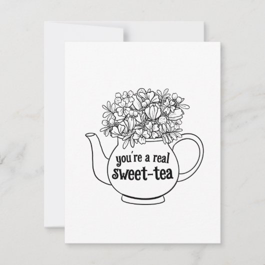 Sweet Tea Line Art Valentijnsdag Kaart (Voorkant)