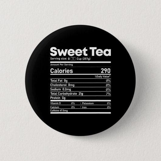 Sweet Tea Nutrition Feiten Leuke Thanksgiving Kers Ronde Button 5,7 Cm (Voorkant)
