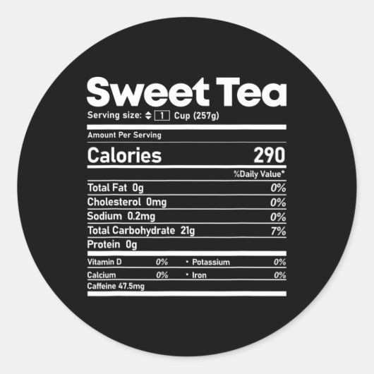 Sweet Tea Nutrition Feiten Leuke Thanksgiving Kers Ronde Sticker (Voorkant)