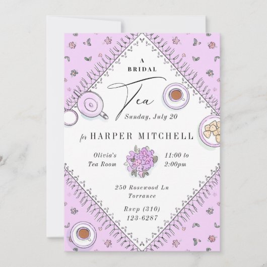 Sweet Tea Party Lavender Vrijgezellenfeest Kaart (Voorkant)