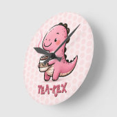 Sweet Tea-Rex aanpasbare dinosaurus Animal Pun Ronde Klok (Hoek)