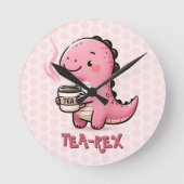 Sweet Tea-Rex aanpasbare dinosaurus Animal Pun Ronde Klok (Voorkant)