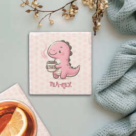 Sweet Tea-Rex aanpasbare dinosaurus Animal Pun Stenen Onderzetter